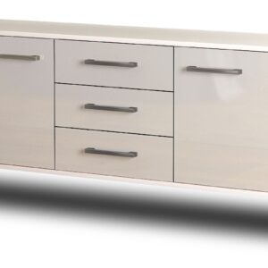 Lowboard - Ameline - Design Hochglanz - Wandmontage mit Griffe 136 cm Weiss - Front Wei?  Bestellnummer:1010201489