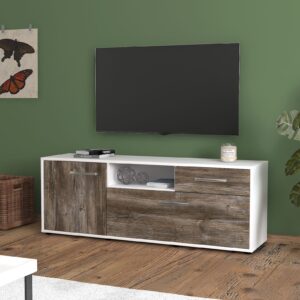 Lowboard - Amila - Design Holzdekor - Freistehend mit Griffe 136 cm Weiss - Front Pinie  Bestellnummer:1010201756