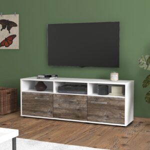 Lowboard - Andrina - Design Holzdekor - Freistehend mit Griffe 136 cm Weiss - Front Pinie  Bestellnummer:1010202266