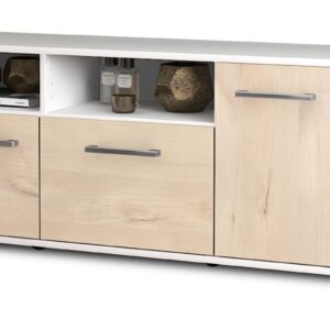 Lowboard - Anina - Design Holzdekor - Freistehend mit Griffe 136 cm Weiss - Front Zeder  Bestellnummer:1010202675