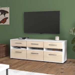 Lowboard - Annalena - Design Holzdekor - Freistehend mit Griffe 136 cm Weiss - Front Pinie  Bestellnummer:1010203388