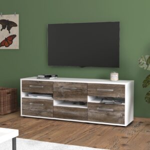 Lowboard - Annalisa - Design Holzdekor - Freistehend mit Griffe 136 cm Weiss - Front Pinie  Bestellnummer:1010203490