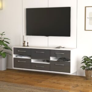 Lowboard - Annalisa - Design Hochglanz - Wandmontage mit Griffe 136 cm Weiss - Front Wei?  Bestellnummer:1010203529