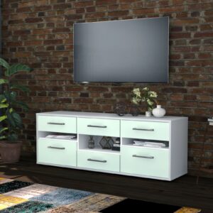 Lowboard - Annamaria - Design Farbakzent - Freistehend mit Griffe 136 cm Weiss - Front Lila  Bestellnummer:1010203908