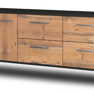 Lowboard - Aloisia - Design Holzdekor - Wandmontage mit Griffe 136 cm Anthrazit - Front Pinie  Bestellnummer:2010200260