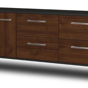 Lowboard - Aloisia - Design Holzdekor - Wandmontage mit Griffe 136 cm Anthrazit - Front Zeder  Bestellnummer:2010200261