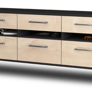 Lowboard - Annalena - Design Holzdekor - Wandmontage mit Griffe 136 cm Anthrazit - Front Zeder  Bestellnummer:2010203423