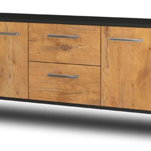 Lowboard - Anni - Design Holzdekor - Wandmontage mit Griffe 136 cm Anthrazit - Front Zeder  Bestellnummer:2010204035