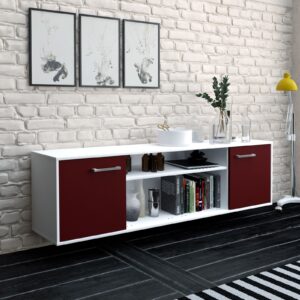 Lowboard - Asia - Design Farbakzent - Wandmontage mit Griffe 180 cm Weiss - Front Lila  Bestellnummer:1010301086