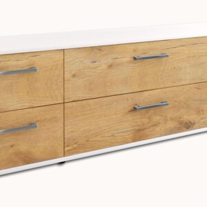 Lowboard - Assunta - Design Holzdekor - Freistehend mit Griffe 180 cm Weiss - Front Zeder  Bestellnummer:1010301247