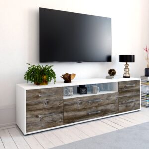 Lowboard - Aurora - Design Holzdekor - Freistehend mit Griffe 180 cm Weiss - Front Pinie  Bestellnummer:1010301756