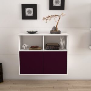 Sideboard - Camilla - Design Farbakzent - Wandmontiert mit Push to open  92 cm Weiss - Front Gelb  Bestellnummer:1020100456