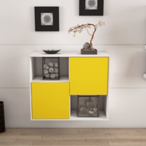 Sideboard - Caralina - Design Farbakzent - Wandmontiert mit Push to open  92 cm Weiss - Front Rot  Bestellnummer:1020100663