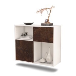 Sideboard - Carola - Design Industrie Stil - Wandmontiert mit Push to Open 92 cm Weiss - Front Rost  Bestellnummer:1020101259