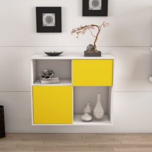 Sideboard - Carola - Design Farbakzent - Wandmontiert mit Push to open  92 cm Weiss - Front Mint  Bestellnummer:1020101271