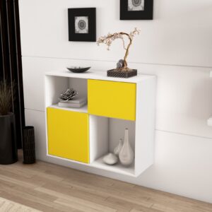 Sideboard - Carola - Design Farbakzent - Wandmontiert mit Push to open  92 cm Weiss - Front Lila  Bestellnummer:1020101273