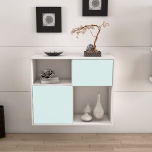 Sideboard - Carola - Design Farbakzent - Wandmontiert mit Push to open  92 cm Weiss - Front Rot  Bestellnummer:1020101275