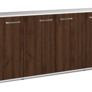 Sideboard - Elana - Design Holzdekor - Freistehend mit Griffe 180 cm Weiss - Front Zeder  Bestellnummer:1020300023