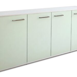 Sideboard - Elana - Design Farbakzent - Freistehend mit Griffe 180 cm Weiss - Front Mint  Bestellnummer:1020300030