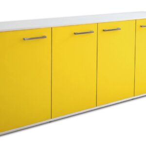 Sideboard - Elana - Design Farbakzent - Freistehend mit Griffe 180 cm Weiss - Front T?rkis  Bestellnummer:1020300033