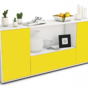 Sideboard - Ella - Design Farbakzent - Freistehend mit Push to Open 180 cm Weiss - Front Mint  Bestellnummer:1020300829