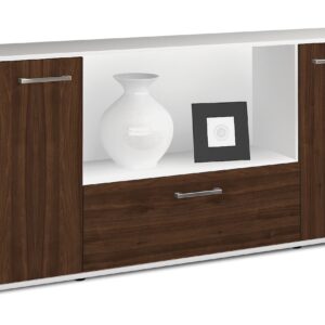 Sideboard - Ella - Design Holzdekor - Freistehend mit Griffe 180 cm Weiss - Front Eiche  Bestellnummer:1020300836