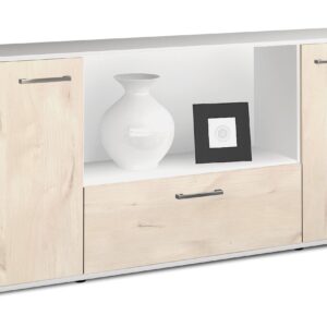 Sideboard - Ella - Design Holzdekor - Freistehend mit Griffe 180 cm Weiss - Front Zeder  Bestellnummer:1020300839