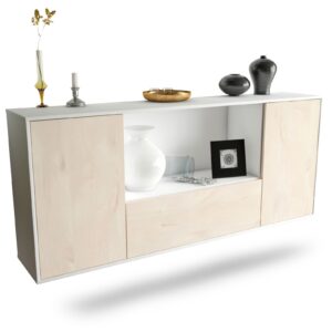 Sideboard - Ella - Design Holzdekor - Wandmontage mit Push to Open 180 cm Weiss - Front Zeder  Bestellnummer:1020300856