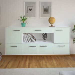 Sideboard - ELSA - Design Farbakzent - Wandmontage mit Griffe 180 cm Weiss - Front Gelb  Bestellnummer:1020301085