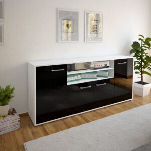 Sideboard - Elsita - Design Hochglanz - Freistehend mit Griffe 180 cm Weiss - Front Wei?  Bestellnummer:1020301251