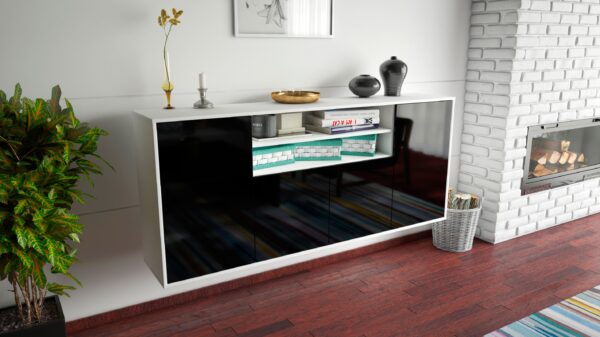 Sideboard - Elsita - Design Hochglanz - Wandmontage mit Push to Open 180 cm Weiss - Front Wei?  Bestellnummer:1020301268