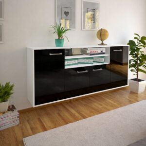 Sideboard - Elsita - Design Hochglanz - Wandmontage mit Griffe 180 cm Weiss - Front Wei?  Bestellnummer:1020301285