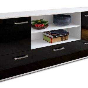 Sideboard - Emanuela - Design Hochglanz - Freistehend mit Griffe 180 cm Weiss - Front Gr?n  Bestellnummer:1020301660