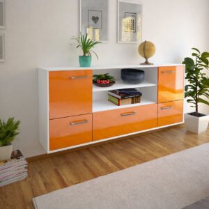 Sideboard - Emanuela - Design Hochglanz - Wandmontage mit Griffe 180 cm Weiss - Front Wei?  Bestellnummer:1020301693