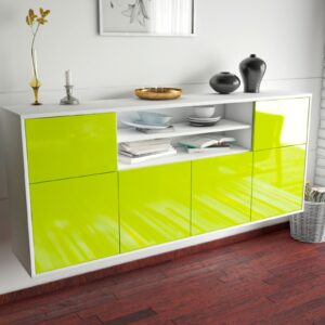 Sideboard - Emilia - Design Hochglanz - Wandmontage mit Push to Open 180 cm Weiss - Front Wei?  Bestellnummer:1020302084