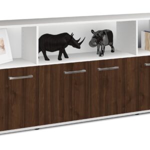 Sideboard - Enrica - Design Holzdekor - Freistehend mit Griffe 180 cm Weiss - Front Zeder  Bestellnummer:1020302267