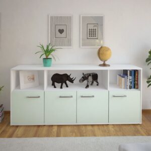 Sideboard - Enrica - Design Farbakzent - Freistehend mit Griffe 180 cm Weiss - Front Gelb  Bestellnummer:1020302275