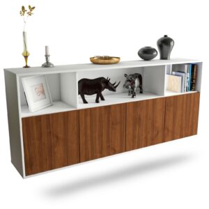 Sideboard - Enrica - Design Holzdekor - Wandmontage mit Push to Open 180 cm Weiss - Front Zeder  Bestellnummer:1020302284