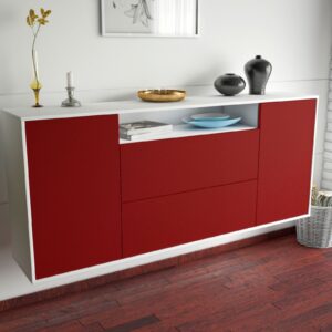 Sideboard - Erina - Design Farbakzent - Wandmontage mit Push to Open 180 cm Weiss - Front Lila  Bestellnummer:1020302701