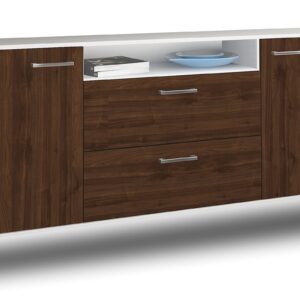 Sideboard - Erina - Design Holzdekor - Wandmontage mit Griffe 180 cm Weiss - Front Zeder  Bestellnummer:1020302709