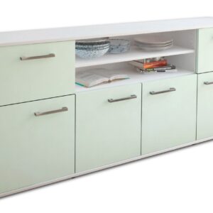 Sideboard - Ermelina - Design Farbakzent - Freistehend mit Griffe 180 cm Weiss - Front Mint  Bestellnummer:1020302784