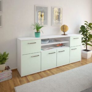 Sideboard - Ermelina - Design Farbakzent - Freistehend mit Griffe 180 cm Weiss - Front Lila  Bestellnummer:1020302786