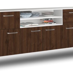 Sideboard - Ermelina - Design Holzdekor - Wandmontage mit Griffe 180 cm Weiss - Front Zeder  Bestellnummer:1020302811