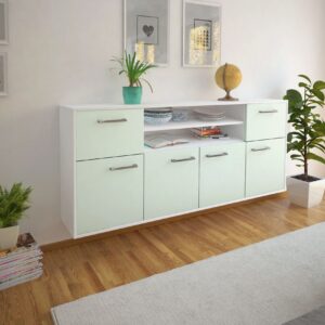 Sideboard - Ermelina - Design Farbakzent - Wandmontage mit Griffe 180 cm Weiss - Front Lila  Bestellnummer:1020302820