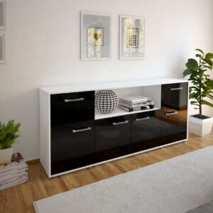 Sideboard - Ermentrude - Design Hochglanz - Freistehend mit Griffe 180 cm Weiss - Front Wei?  Bestellnummer:1020302883