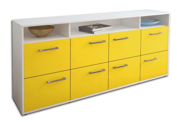 Sideboard - Evita - Design Farbakzent - Freistehend mit Griffe 180 cm Weiss - Front Mint  Bestellnummer:1020303294