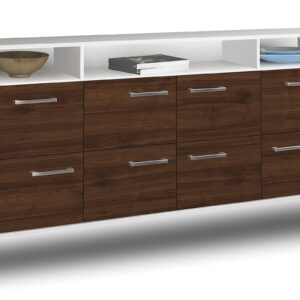 Sideboard - Evita - Design Holzdekor - Wandmontage mit Griffe 180 cm Weiss - Front Zeder  Bestellnummer:1020303321