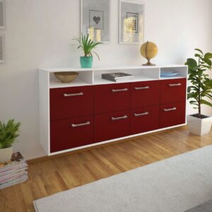 Sideboard - Evita - Design Farbakzent - Wandmontage mit Griffe 180 cm Weiss - Front Lila  Bestellnummer:1020303330