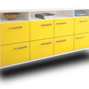 Sideboard - Evita - Design Farbakzent - Wandmontage mit Griffe 180 cm Weiss - Front T?rkis  Bestellnummer:1020303331