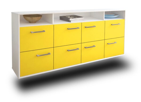 Sideboard - Evita - Design Farbakzent - Wandmontage mit Griffe 180 cm Weiss - Front T?rkis  Bestellnummer:1020303331